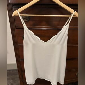 White Scallop Detail White Thin Strap Tank